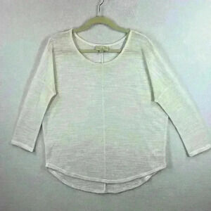 Olive & Oak Pullover Sweater Women's Large White Textured Semi-Sheer Oversized